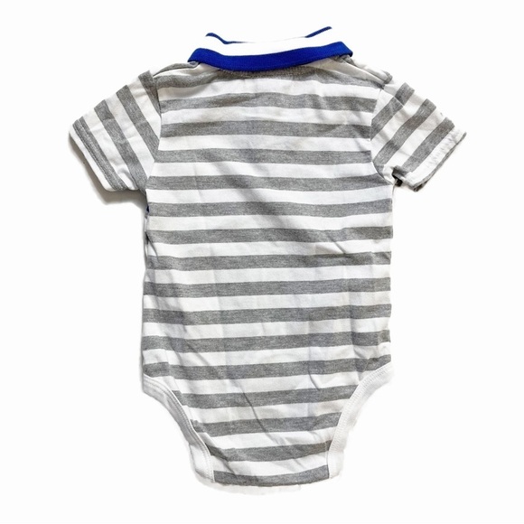 TOMMY HILFIGER Baby Striped Cotton Blend Button Onesie - 6/9M - Picture 2 of 8